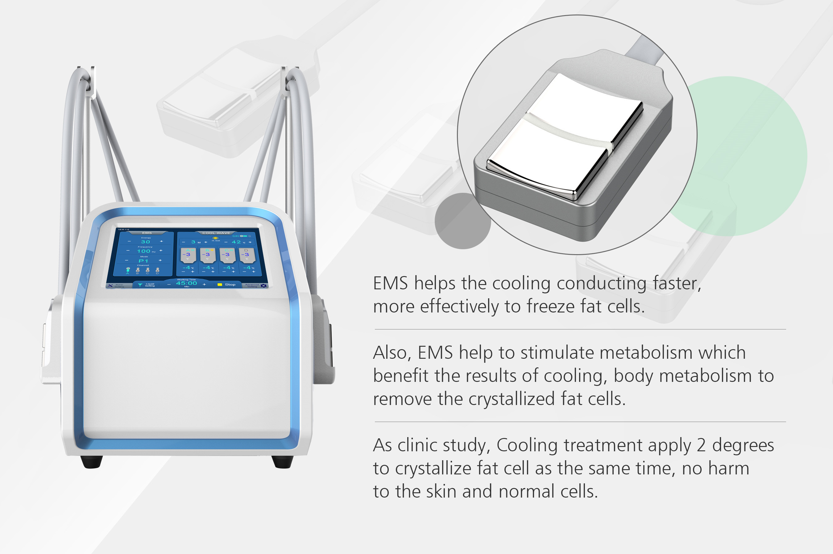 4 máquina de Cryolipolysis 30Hz el ccsme de las manijas pantalla táctil del color de 10,4 pulgadas